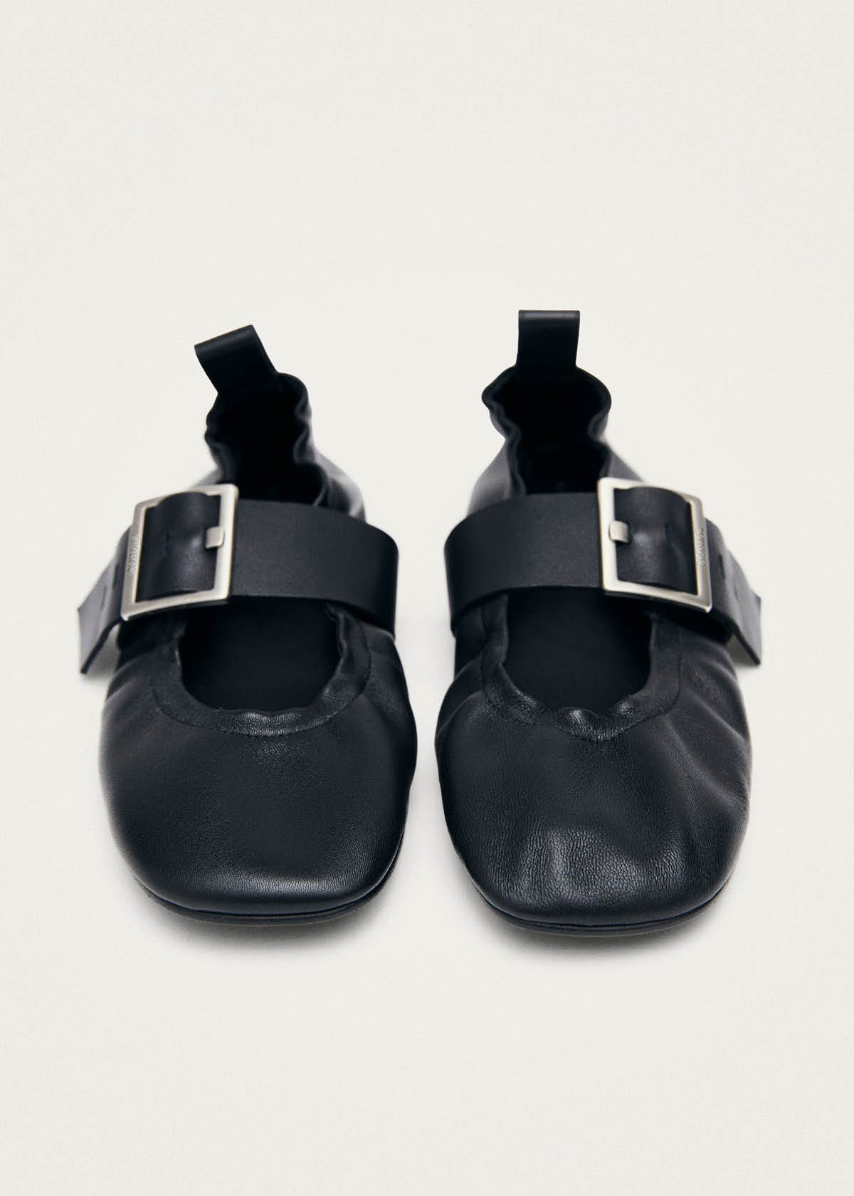 Sarea Black Leather Ballet Flats