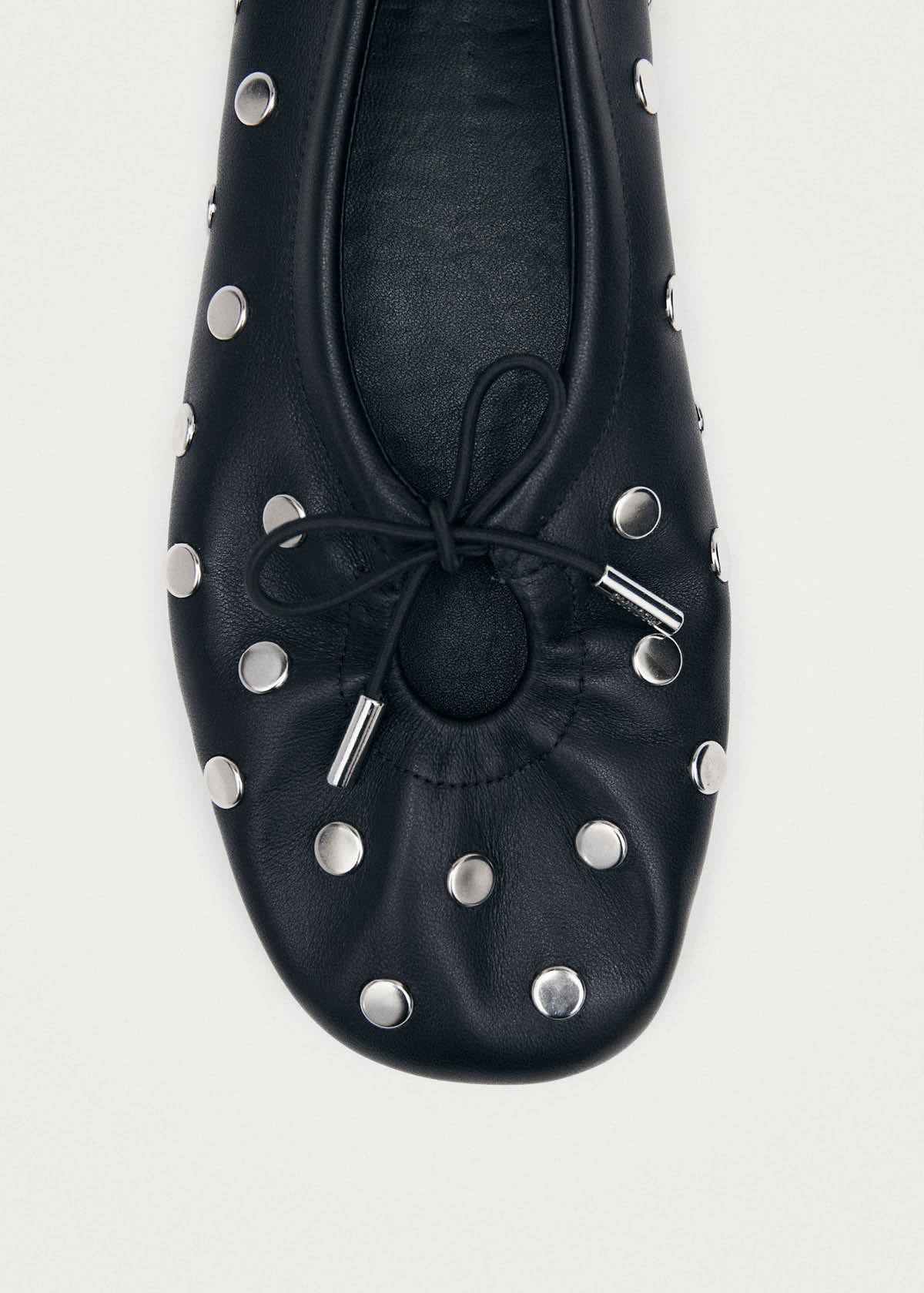 Rosalind All Studs Black Leather Ballet Flats