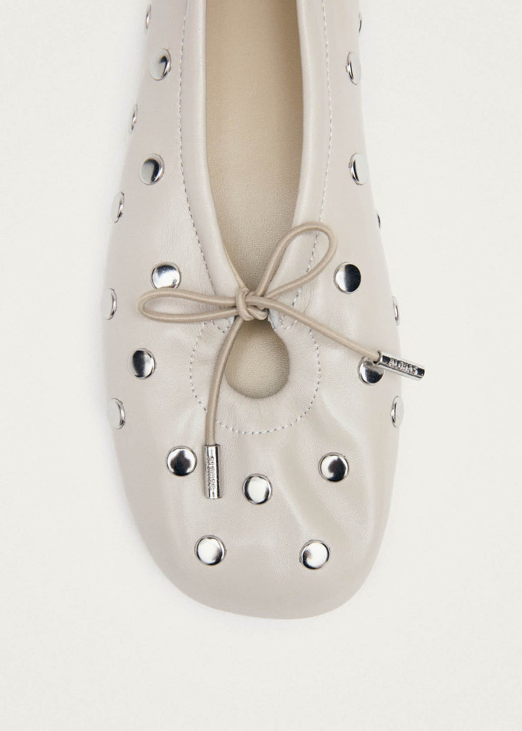 Rosalind All Studs Cream Leather Ballet Flats