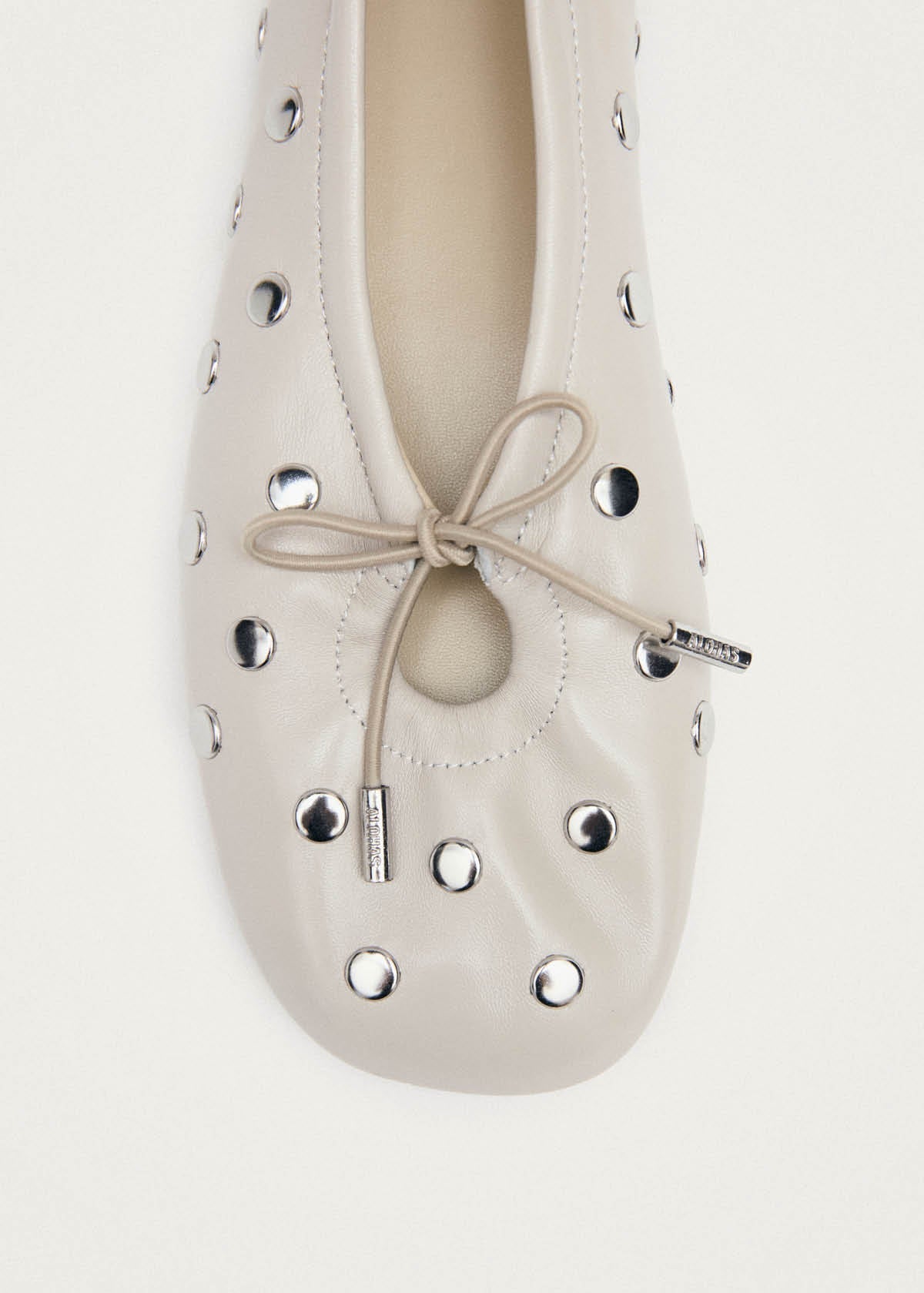 Rosalind All Studs Cream Leather Ballet Flats