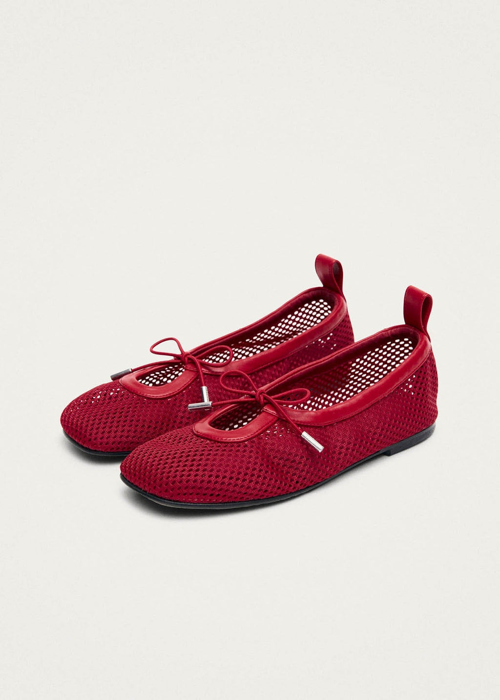 Rosalind Mesh Red Leather Ballet Flats