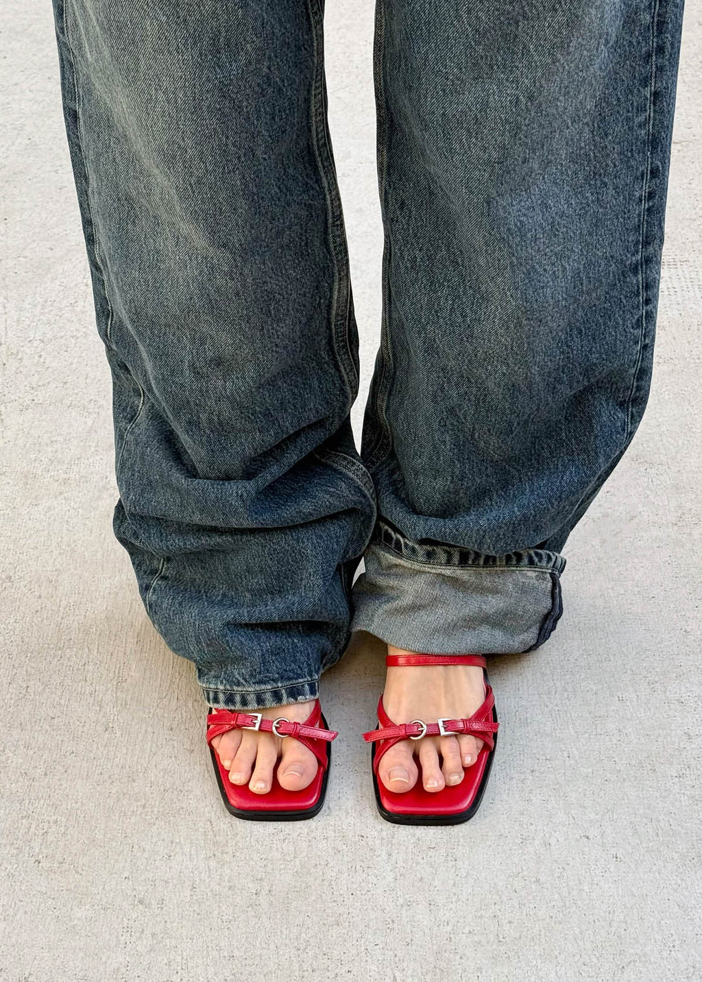 Liko Rift Red Leather Sandals
