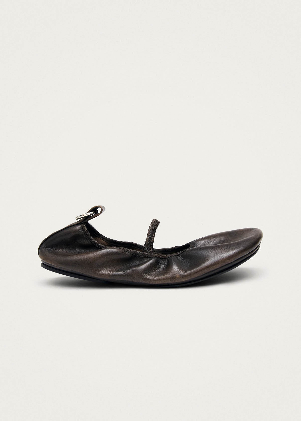 Naira Barefoot Vintage Effect Brown Leather Ballet Flats