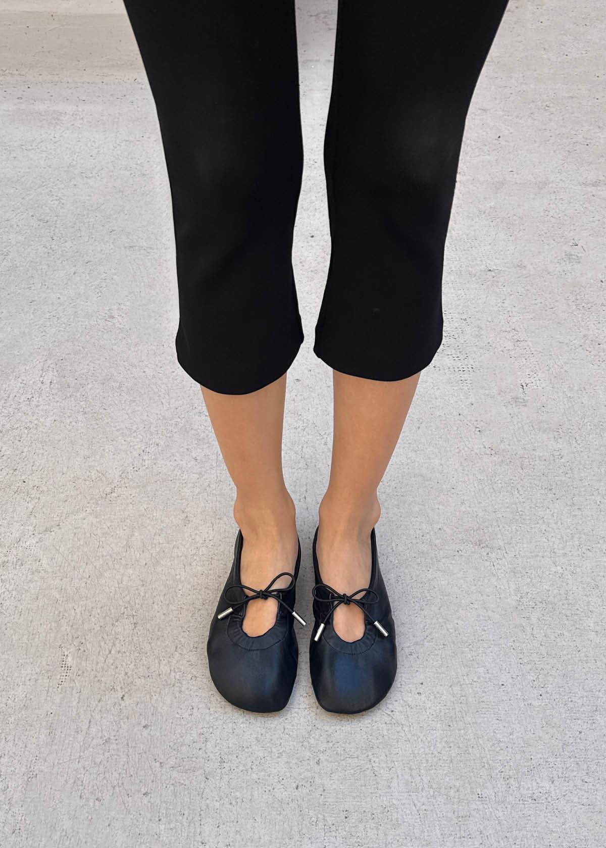Rosalind Barefoot Black Leather Ballet Flats