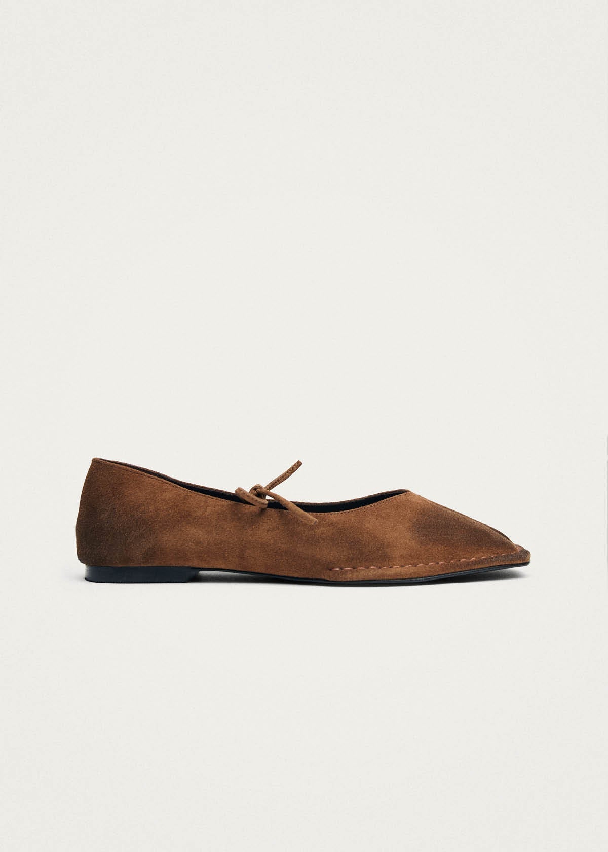 Sway Vintage Effect Suede Brown Leather Ballet Flats
