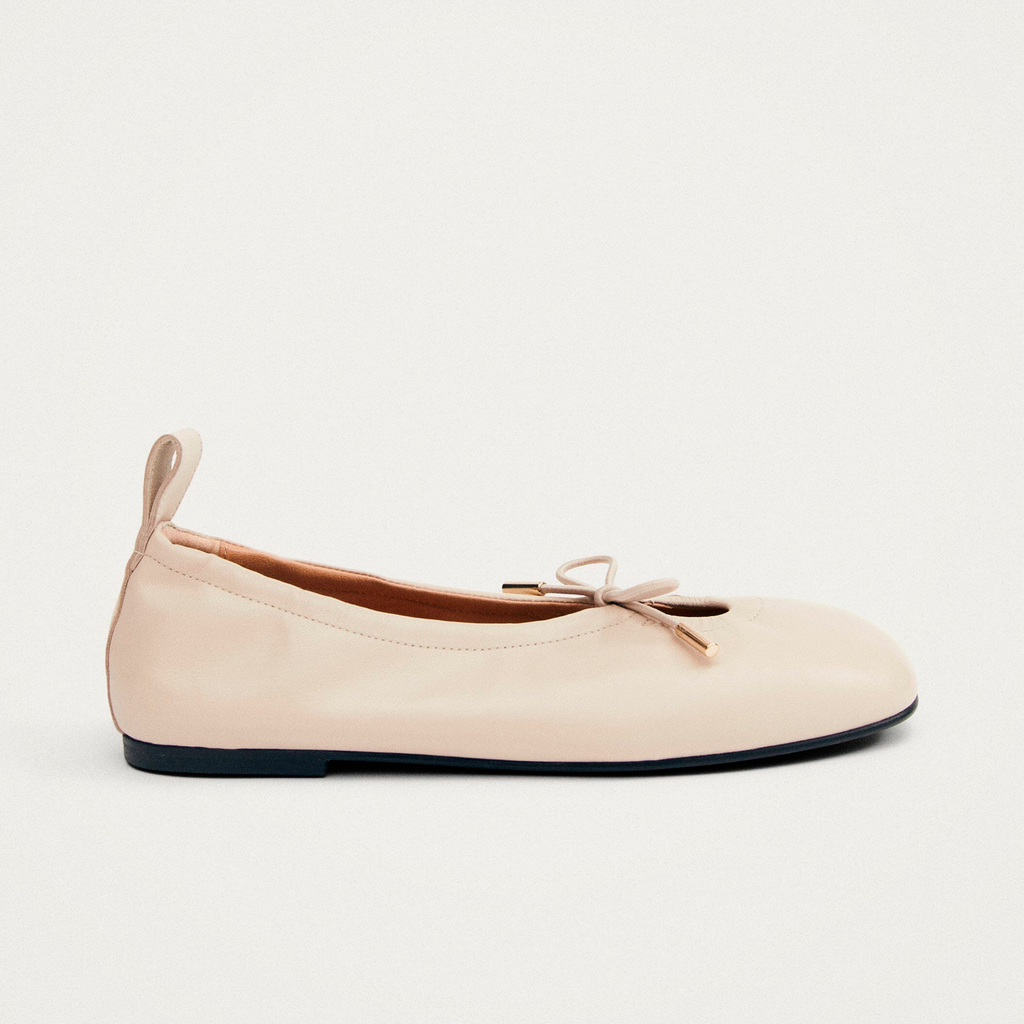 Rosalind Cream Leather Ballet Flats