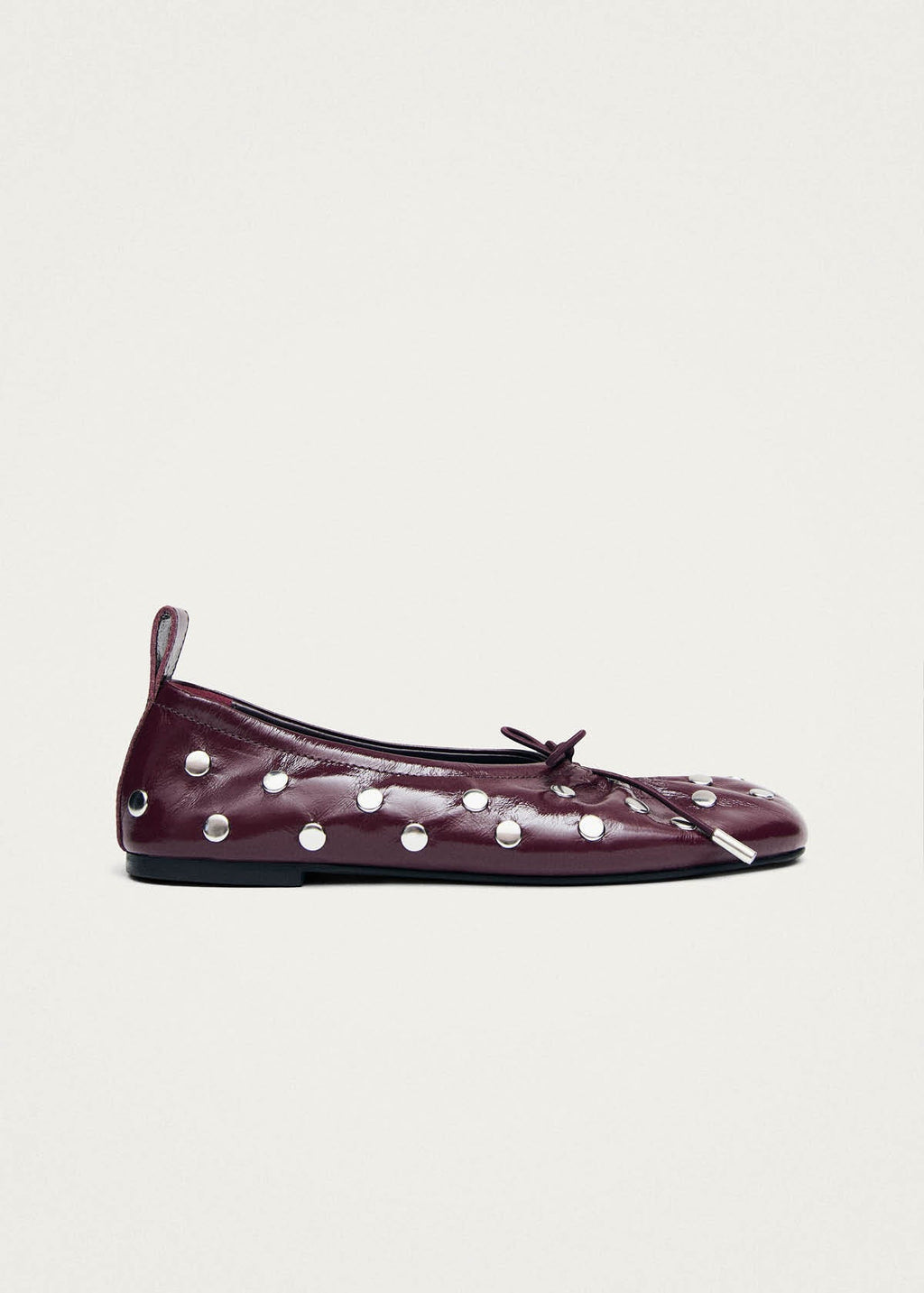 Rosalind All Studs Patent Burgundy Leather Ballet Flats