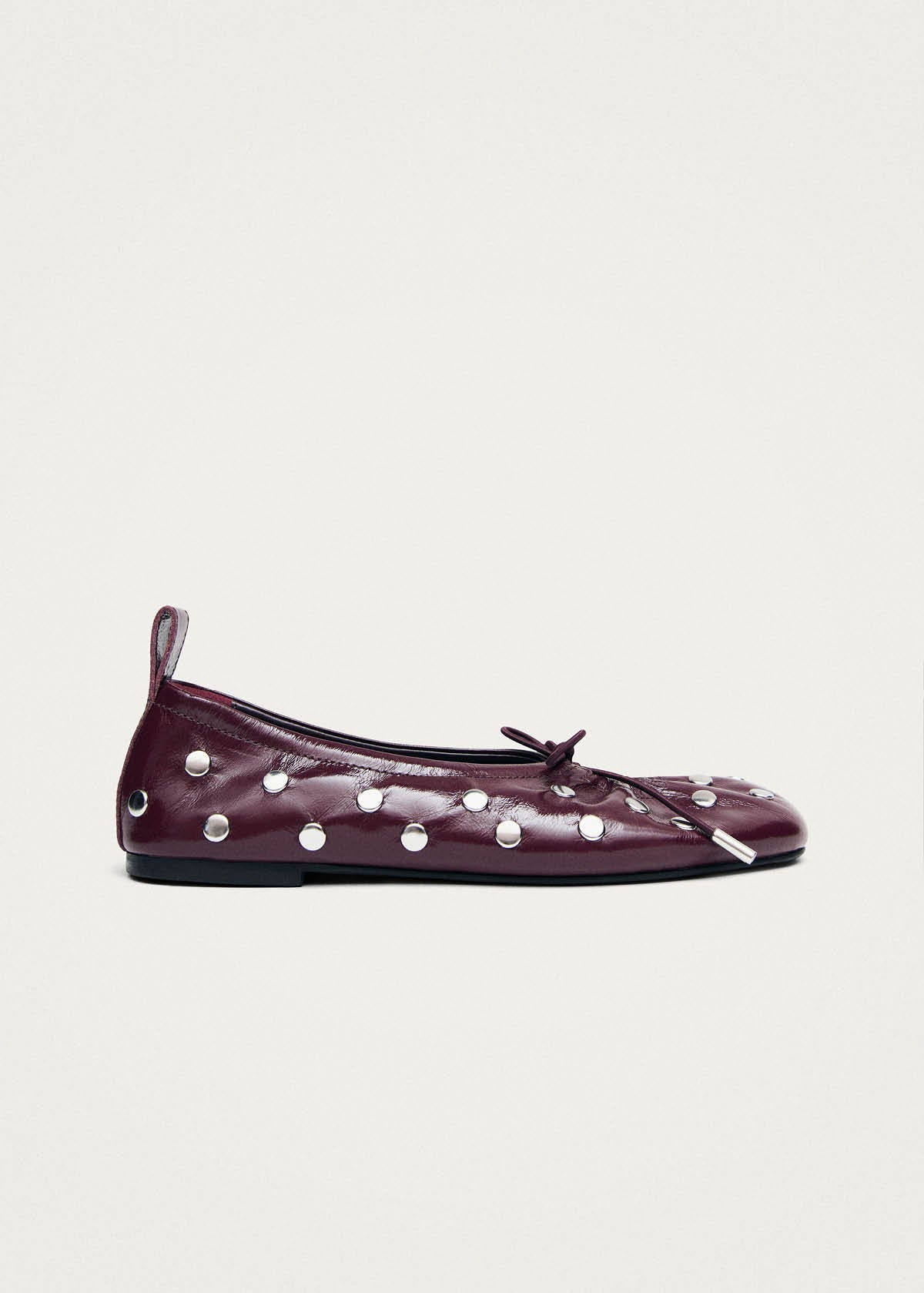 Rosalind All Studs Patent Burgundy Leather Ballet Flats