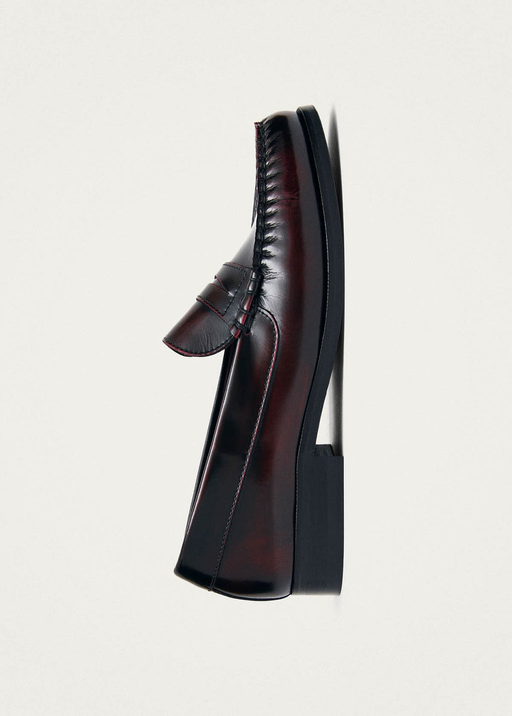 Rivet Vintage Effect Burgundy Leather Loafers