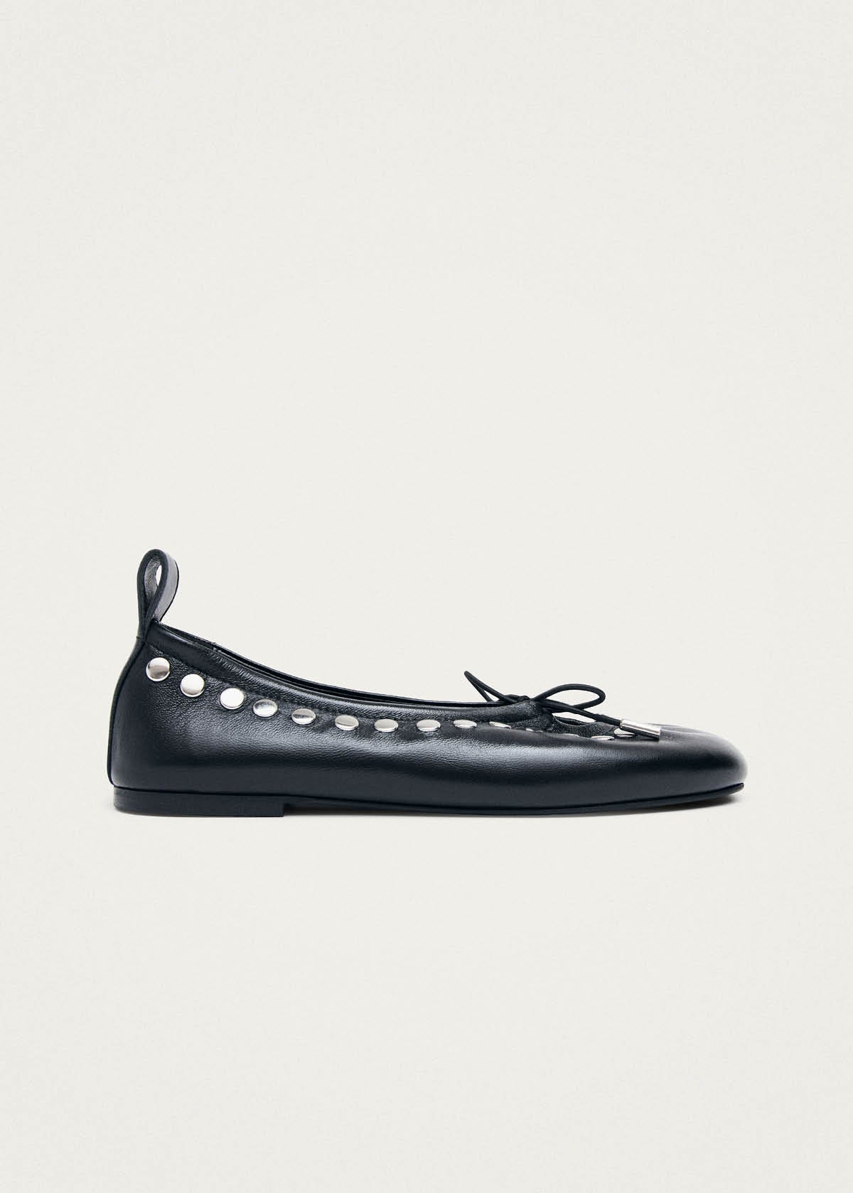 Rosalind Studs Black Leather Ballet Flats