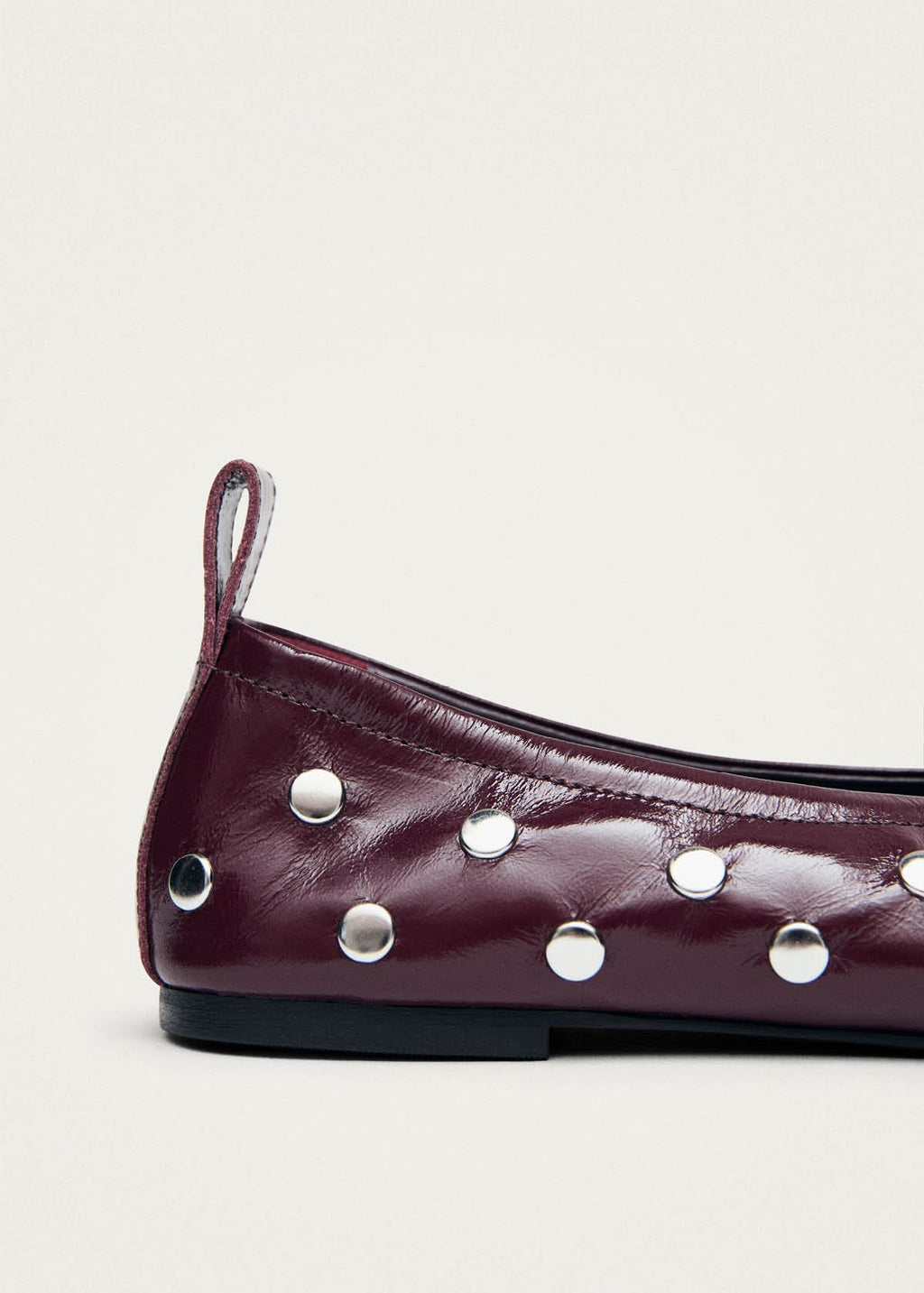 Rosalind All Studs Patent Burgundy Leather Ballet Flats