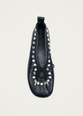 Rosalind Studs Black Leather Ballet Flats
