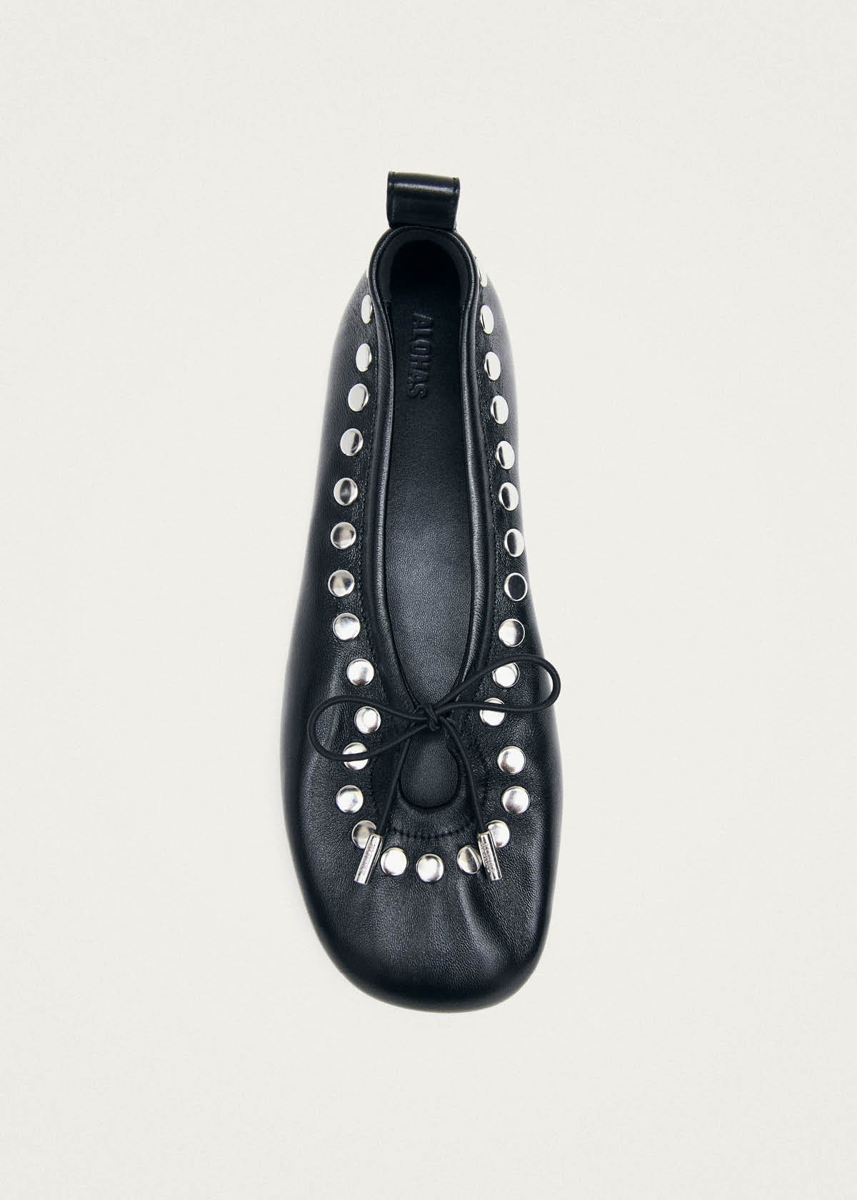 Rosalind Studs Black Leather Ballet Flats
