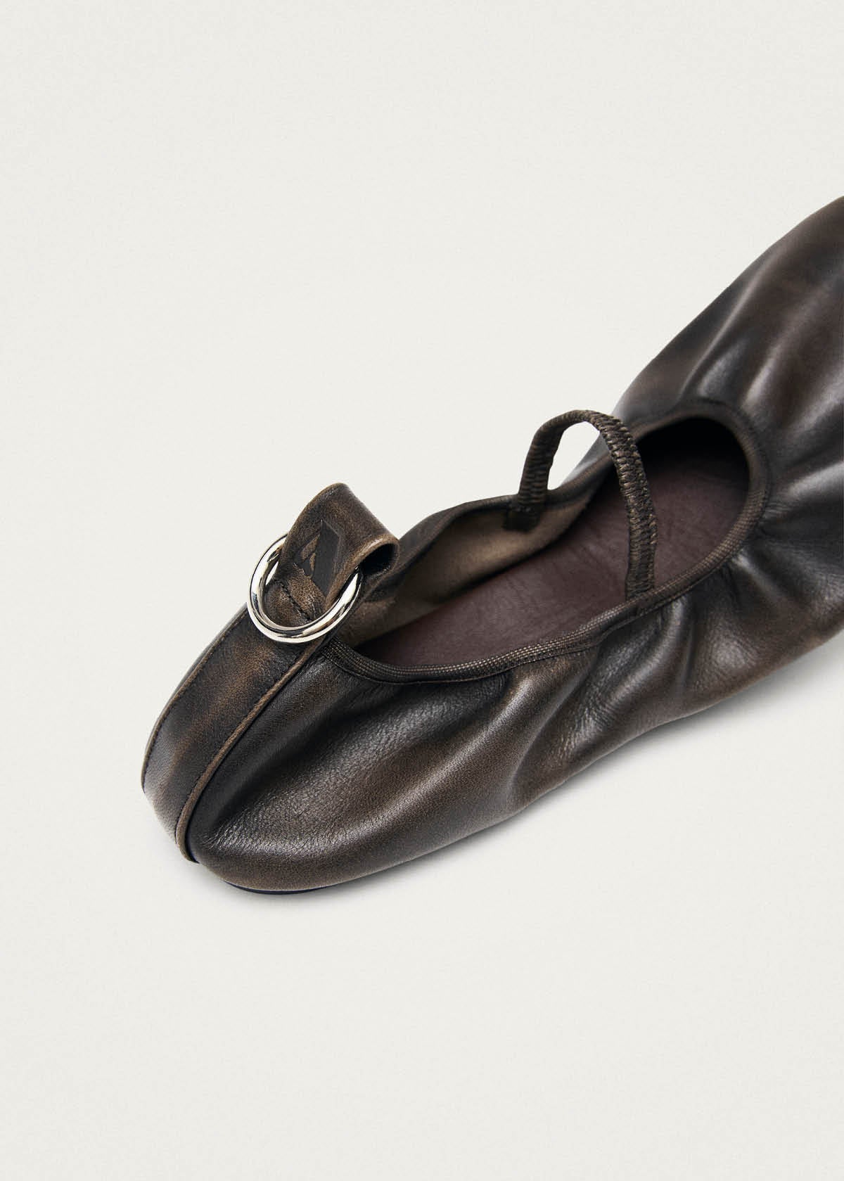 Naira Barefoot Vintage Effect Brown Leather Ballet Flats