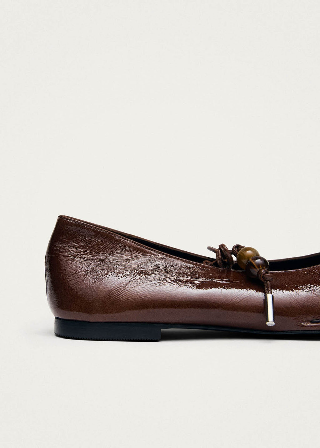 Sway Beads Rift Brown Leather Ballet Flats