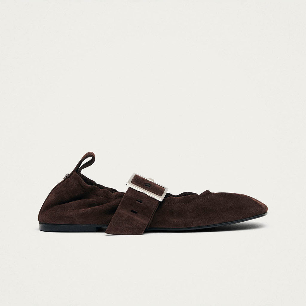 Sarea Suede Brown Leather Ballet Flats