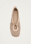 Rosalind Mesh Beige Leather Ballet Flats