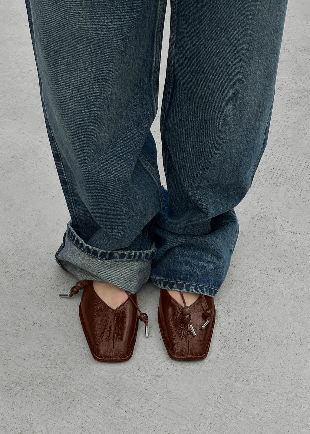 Sway Beads Rift Brown Leather Ballet Flats
