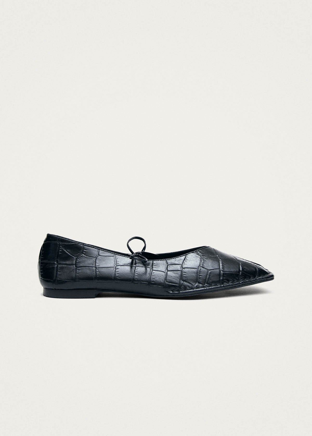 Sway Croco Black Leather Ballet Flats