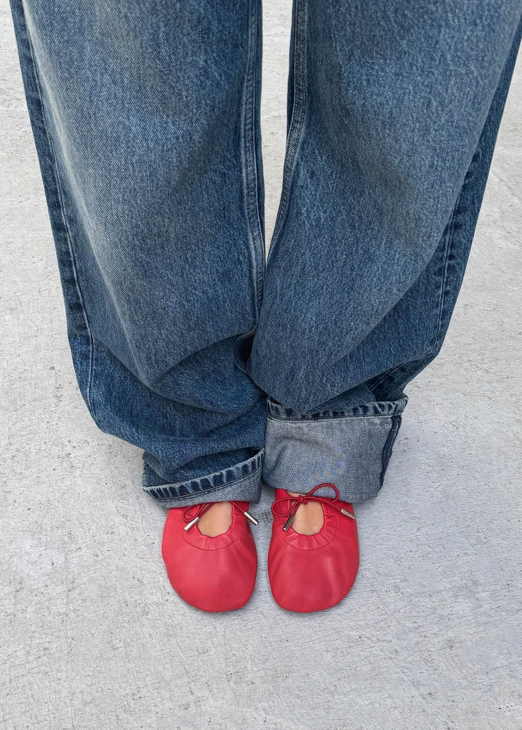 Rosalind Barefoot Red Leather Ballet Flats