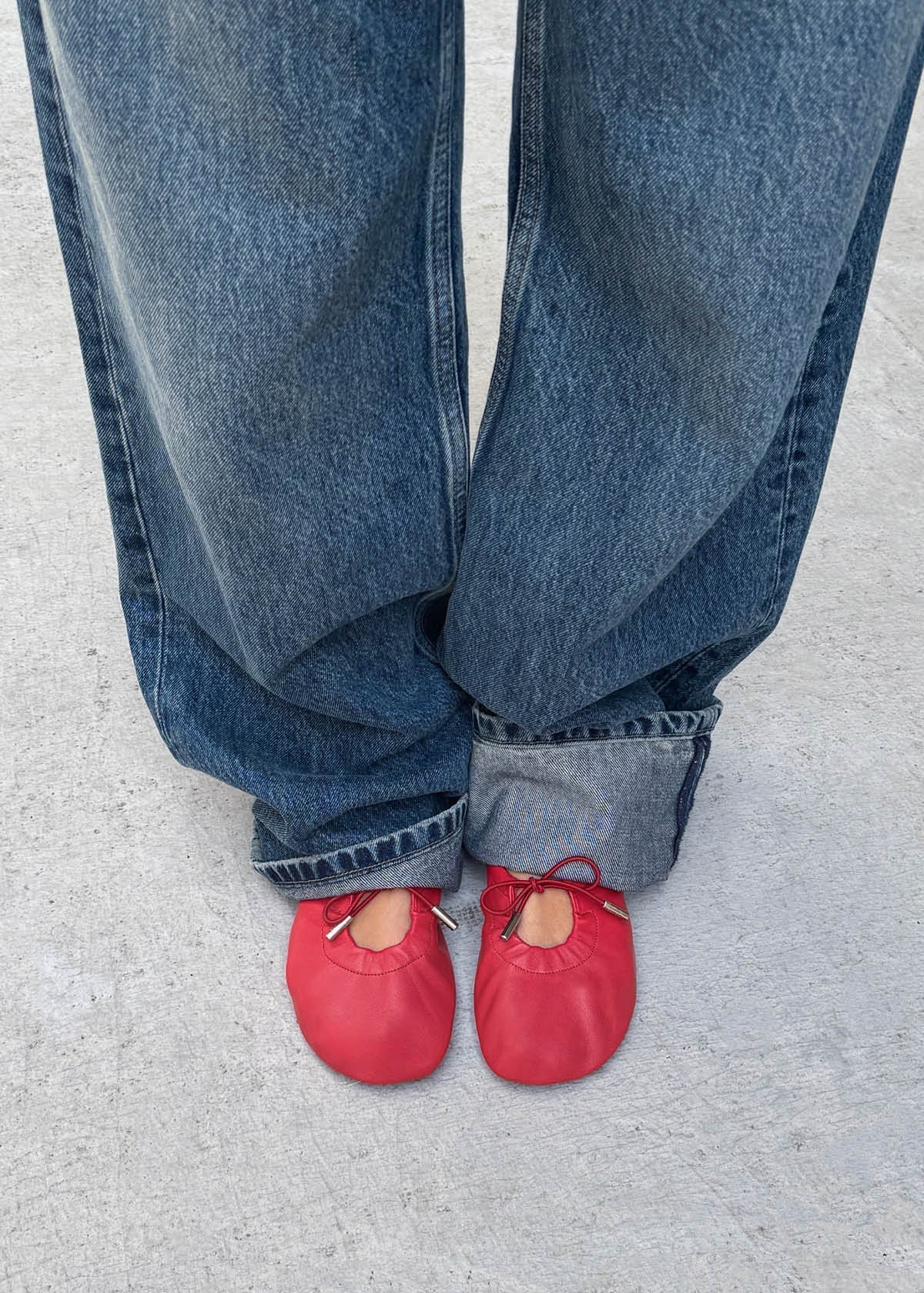 Rosalind Barefoot Red Leather Ballet Flats