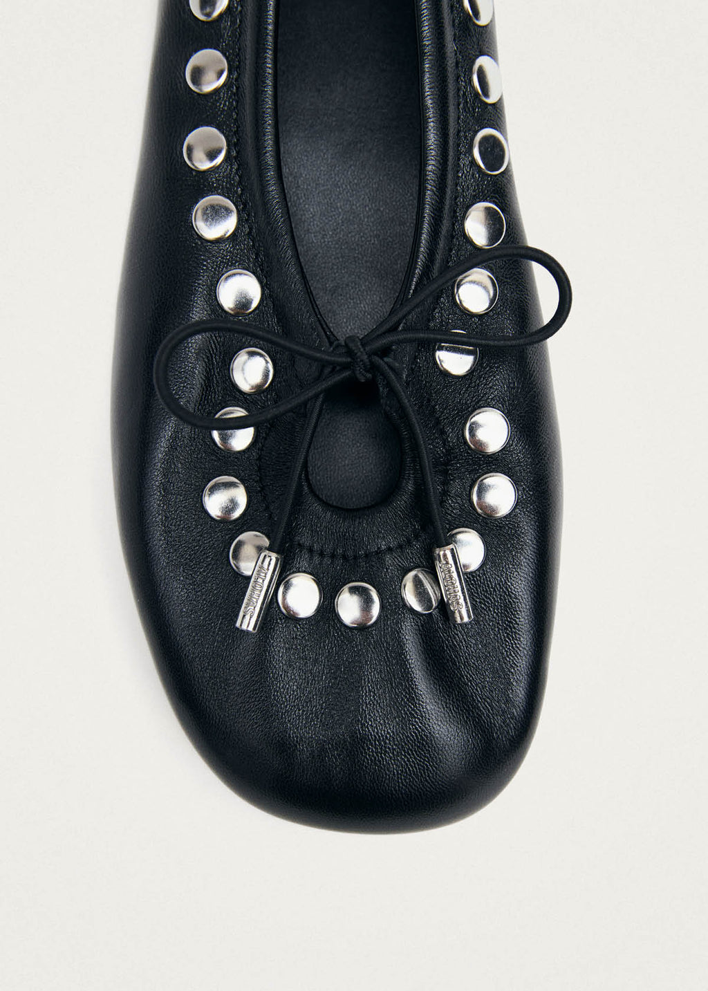 Rosalind Studs Black Leather Ballet Flats