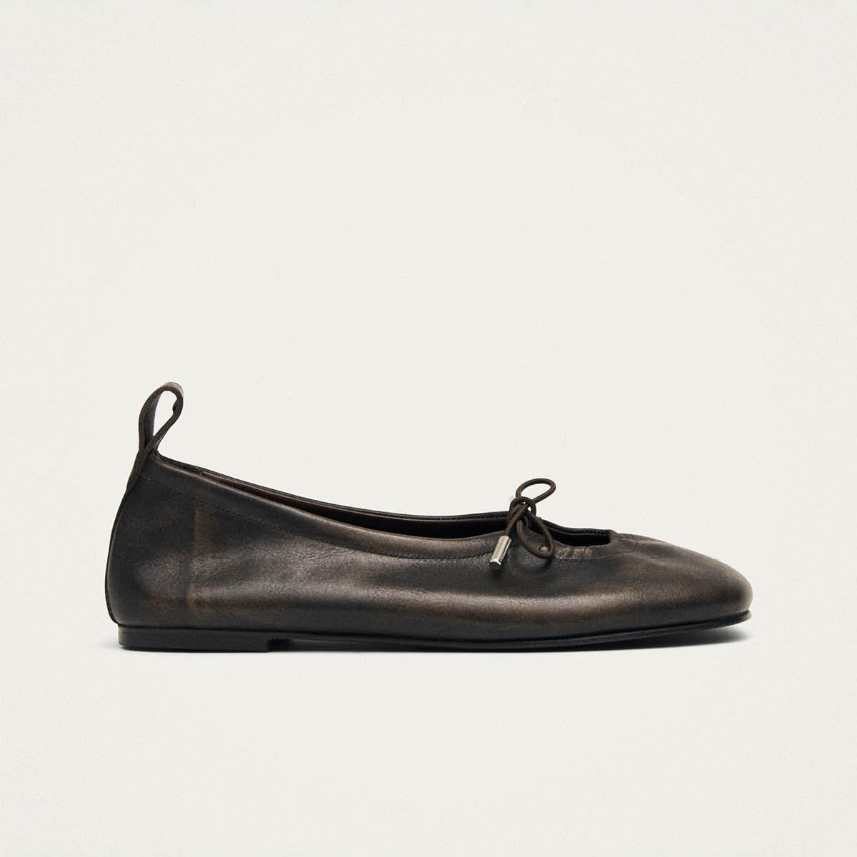 Rosalind Vintage Effect Brown Leather Ballet Flats