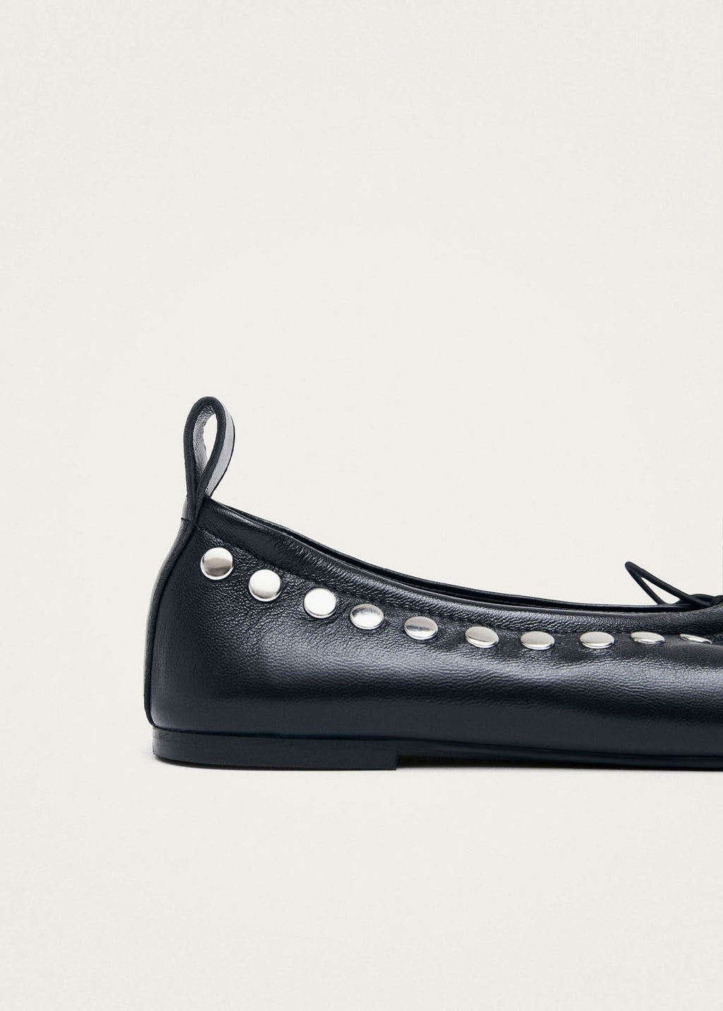 Rosalind Studs Black Leather Ballet Flats