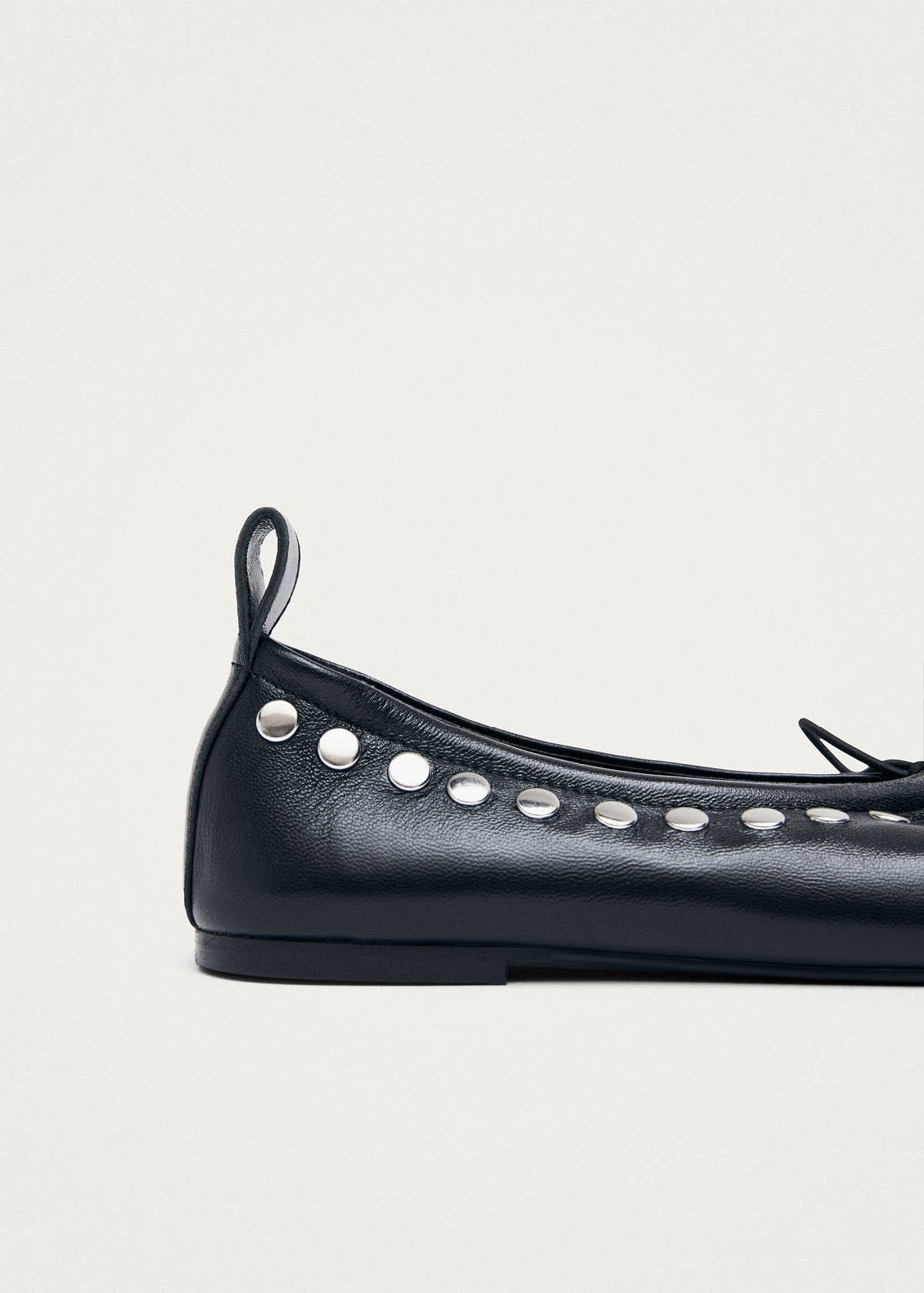 Rosalind Studs Black Leather Ballet Flats