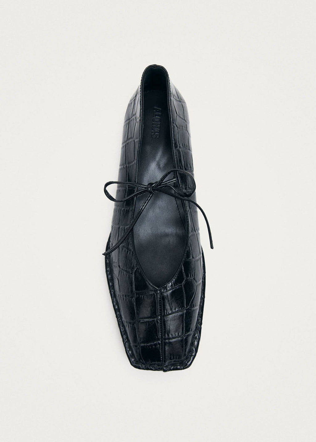 Sway Croco Black Leather Ballet Flats