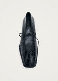 Sway Croco Black Leather Ballet Flats