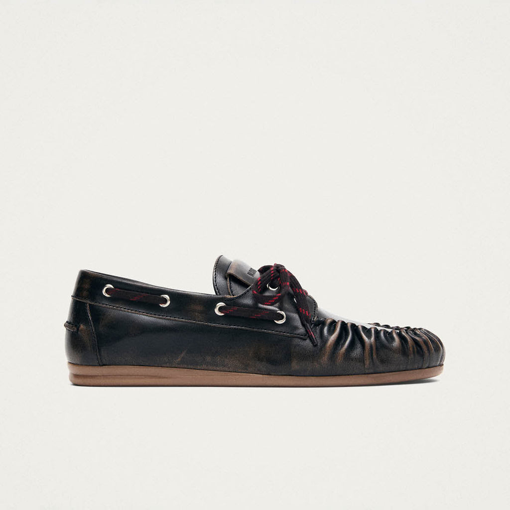 Rowan Sporty Vintage Effect Brown Leather Loafers