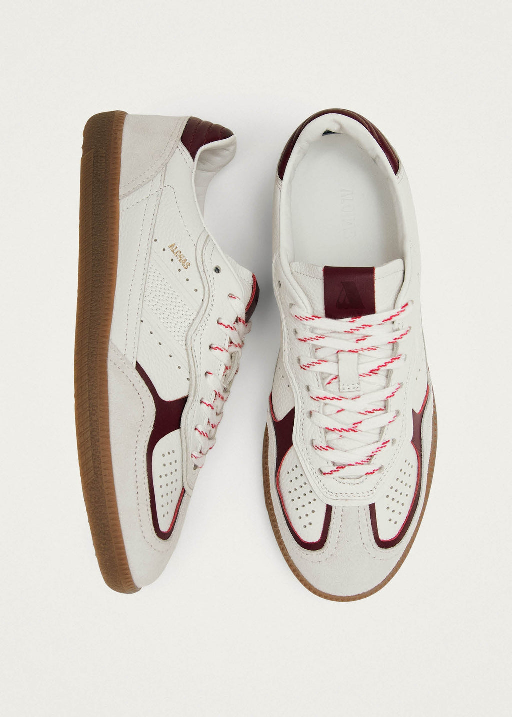 Tb.490 Rife Grain White Burgundy Leather Sneakers