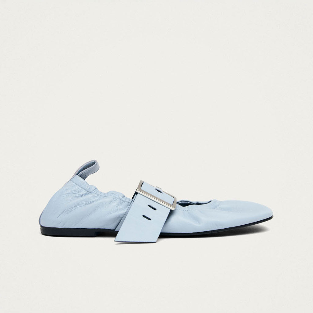 Sarea Blue Leather Ballet Flats