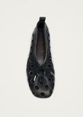 Rosalind Cut Out Vintage Effect Brown Leather Ballet Flats